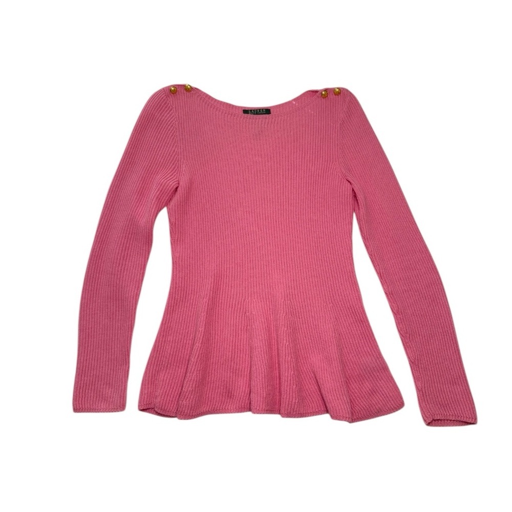 Lauren Ralph Lauren Medium Pink‎ Ribbed Knit Boat Sweater